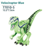 Load image into Gallery viewer, 5&quot; Luminous Dinosaur Jurassic Theme Building Blocks DIY Action Figures Play Set Velociraptor Blue