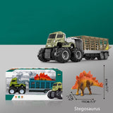 Load image into Gallery viewer, Dinosaur Toys Set Truck Carrier Trailer Animal Tractor Four-drive Alloy Trailer Khaki / Stegosaurus