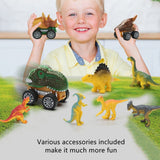 Load image into Gallery viewer, Dinosaur Toy Truck with Pull Back Cars and Figure Flashing Light and Music Carrier Truck